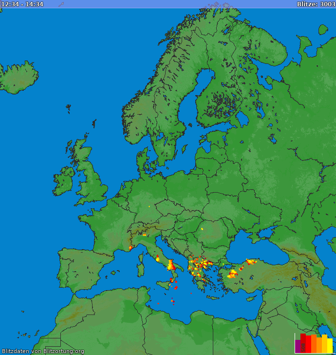 Lightning map Europe 2022-01-16 22:24:22