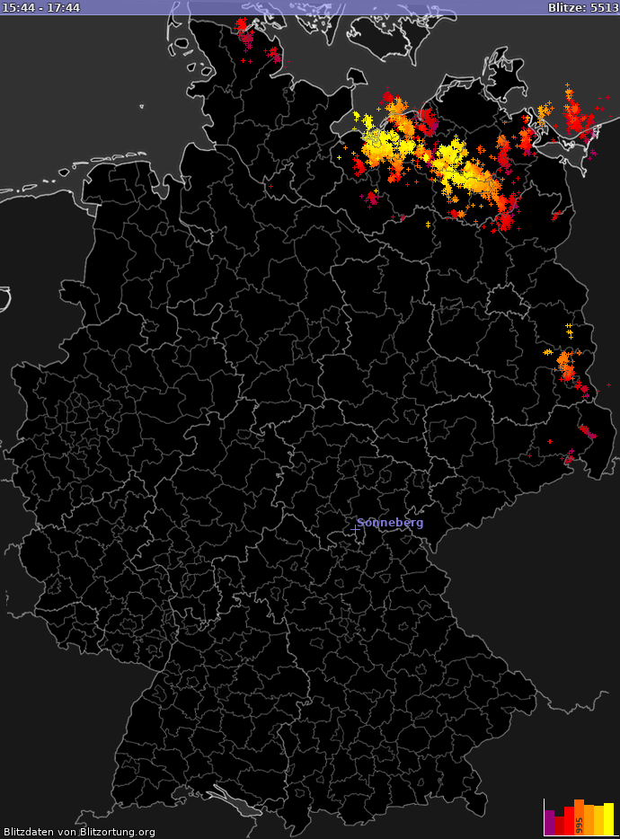 Lightning map Germany 2022-01-16 22:30:16